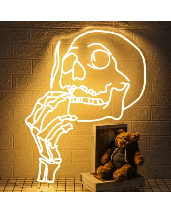 Smoking Skull Sign Neon Sign for Halloween and Edgy Themes