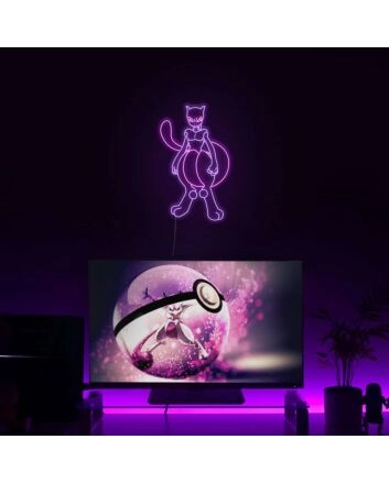 Mewtwo Neon Sign for Anime Fans