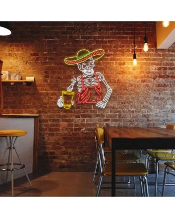 Skeleton Tequila Custom Neon Sign for Halloween and Party Spaces