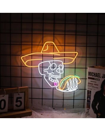 Skull Taco Custom Neon Sign for Halloween and Party Spaces