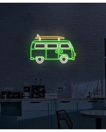 Surfer Caravan Neon Sign for Beach and Adventure Themes