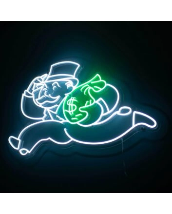 Money Man Neon Sign for Wealth and Prosperity Themes