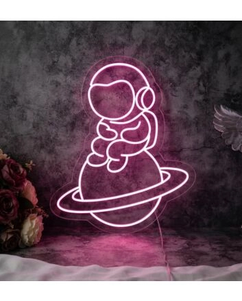 Astronaut Sitting On Planet Neon Sign for Space Enthusiasts