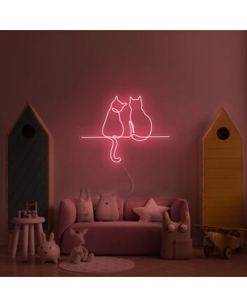 Two Cats Looking Neon Sign for Animal Lovers