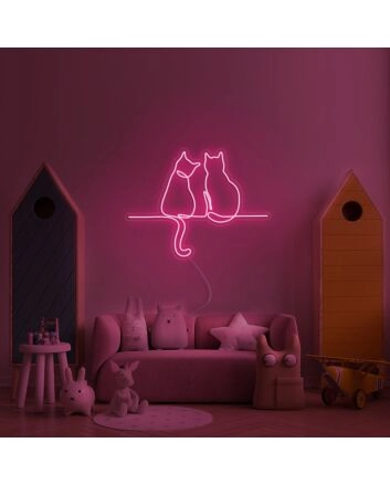Two Cats Looking Neon Sign for Animal Lovers
