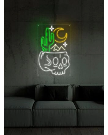 Desert Skull Head Neon Sign for Edgy and Artistic Spaces