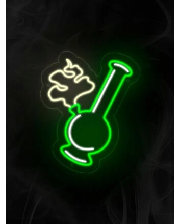 Bong Ganja Leaf Neon Sign for Cannabis Enthusiasts