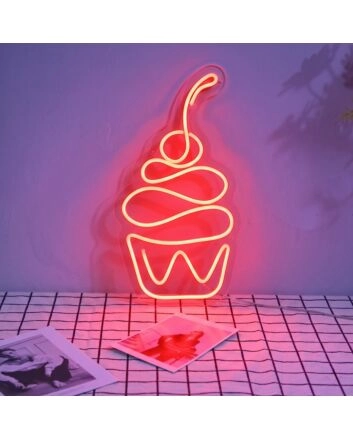 Cherry Cupcake Neon Sign for Dessert and Fun Spaces