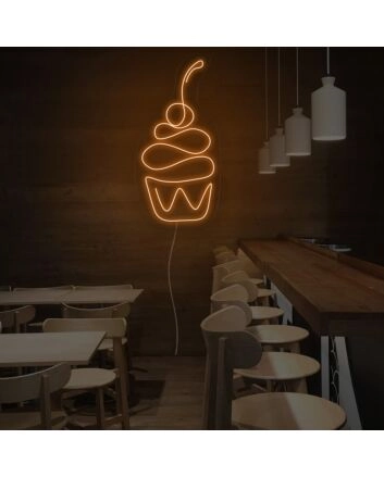Cherry Cupcake Neon Sign for Dessert and Fun Spaces