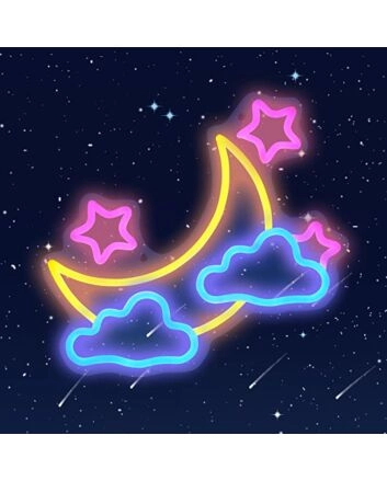 Moon Cloud Stars Neon Sign for Bedroom and Kids Room Decor