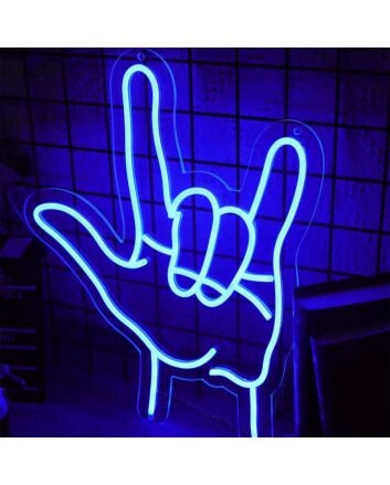 Rock Hand Gesture Neon Sign for Music Lovers