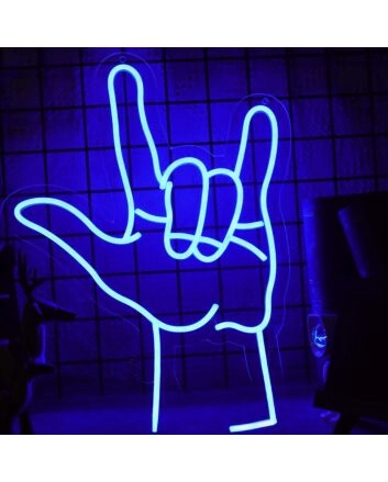 Rock Hand Gesture Neon Sign for Music Lovers