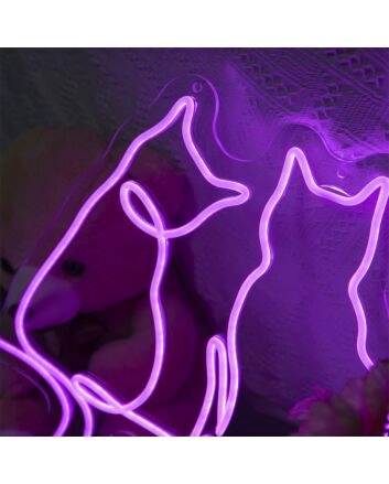 Couple Cats Neon Sign for Animal Lovers and Whimsical Spaces