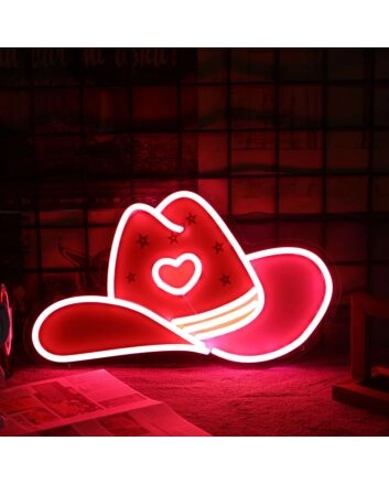 Cowboy Hat Neon Sign for Western and Rustic Decor