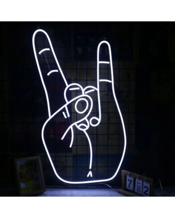 Rock Never Die Gesture LED Neon Sign for Music Lovers