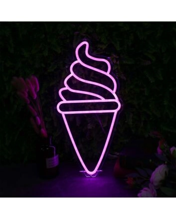 Ice Cream Cone Purple Neon Sign for Sweet and Fun Spaces