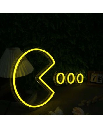 Pac Man Custom Yellow Neon Sign for Retro and Gaming Fans