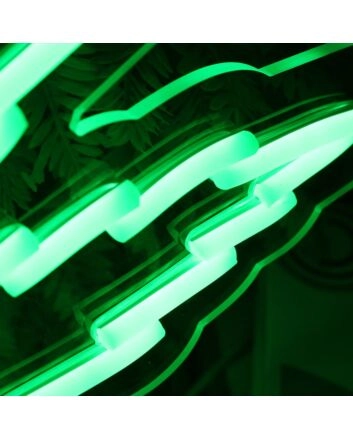 Large Leaf Green Neon Sign for Nature and Whimsical Decor