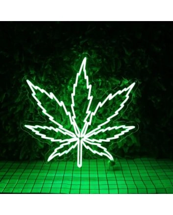 Large Leaf Green Neon Sign for Nature and Whimsical Decor