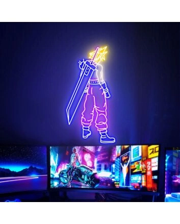 Final Fantasy Cloud Strife Art LED Neon Sign for Game Fans