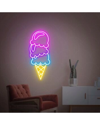 Ice Cream Pink LED Neon Sign Ice Cream Party Wall Decor for Sweet and Fun Spaces