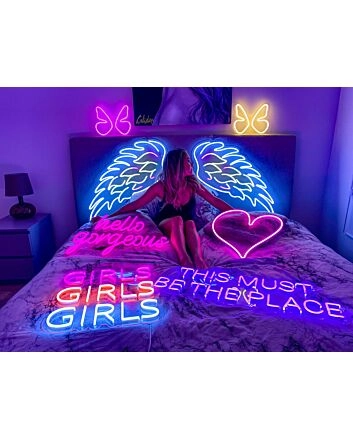 Angel Wings Neon Sign for Spiritual and Peaceful Ambiances