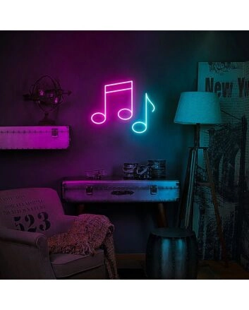 Music Notes Neon Sign for Music Lovers
