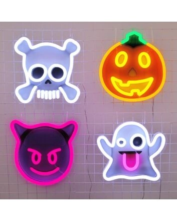 Halloween Emojis Neon Sign perfect for festive Halloween celebrations