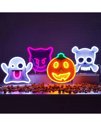 Halloween Emojis Neon Sign perfect for festive Halloween celebrations