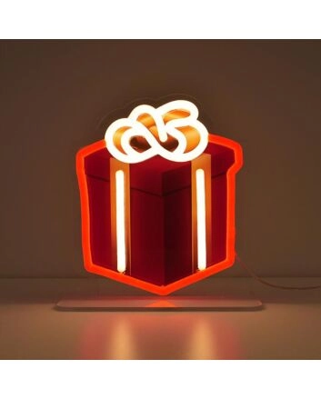 Wrapped Present Emoji Neon Sign perfect for holiday celebrations