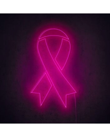 Breast Cancer Pink Ribbon Neon Sign shows support and awareness