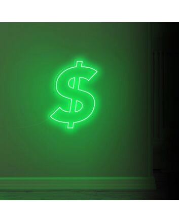 Dollar Sign Neon Sign for financial-themed decor