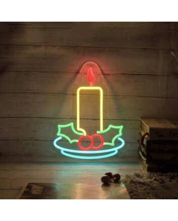 Candle Neon Sign adds warmth to cozy spaces