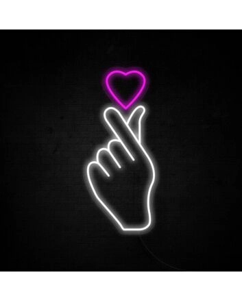 Finger Heart Neon Sign for cute and loving spaces