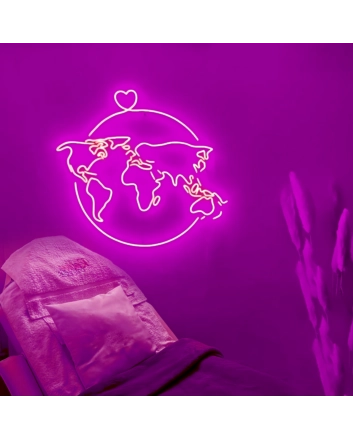 World map - globe with a heart