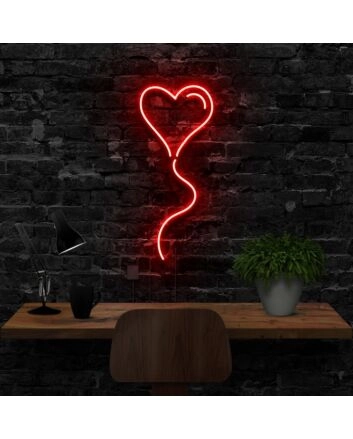 Balloon Heart Neon Sign for Romantic and Playful Spaces