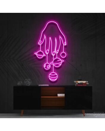Cosmic Hand Neon Sign for Cosmic Themed Decor