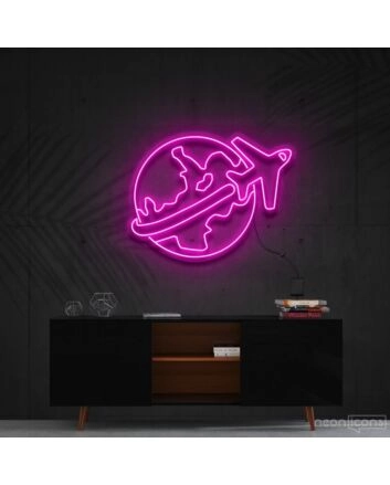 Travel Bug Neon Sign for Wanderlust Decor