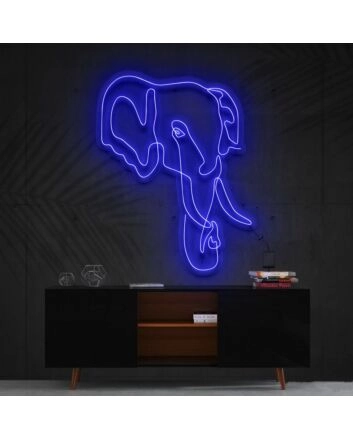 Elephant Line Art Neon Sign for Nature and Animal Lovers