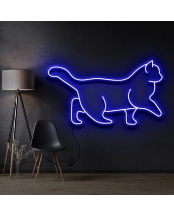 Walking Cat Neon Sign for Pet Lovers and Kids Rooms
