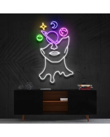 Galaxy Brain Multicolour Neon Sign for Cosmic Themed Spaces
