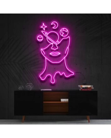 Galaxy Brain Neon Sign for Cosmic Themed Decor