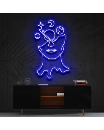 Galaxy Brain Neon Sign for Cosmic Themed Decor