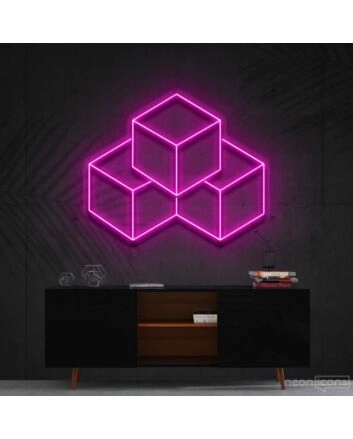 3D Cubes Neon Sign for Geometric Art Lovers