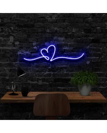 Line Art Heart Neon Sign for Romantic Settings