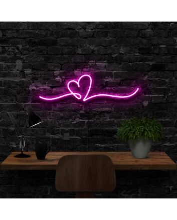 Line Art Heart Neon Sign for Romantic Settings