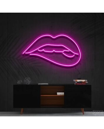 Lips Biting Neon Sign for Bold and Artistic Decor