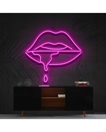 Lips Dripping Neon Sign for Bold Statements
