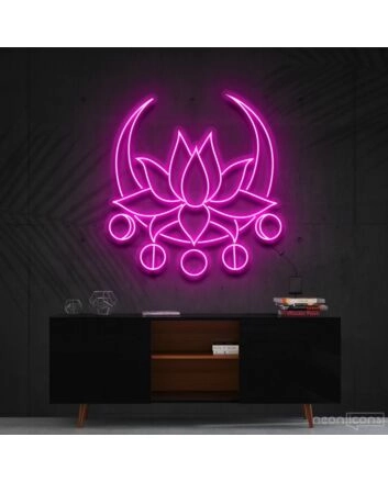 Moon Lotus Neon Sign for Peaceful and Zen Spaces