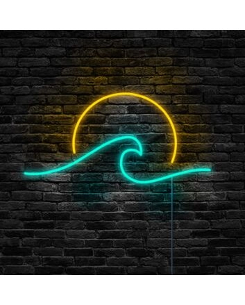 Wave Neon Sign for Nature and Coastal Decor